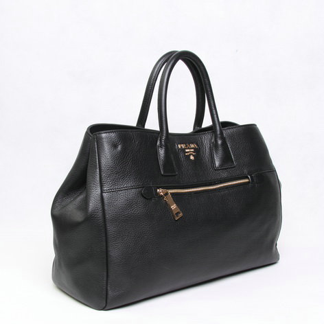 2014 Prada original grainy calfskin tote bag BN2545 black for sale